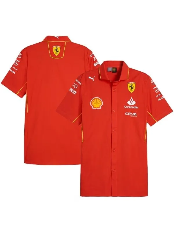 scuderia ferrari f1 2024 team button down red shirt.webp